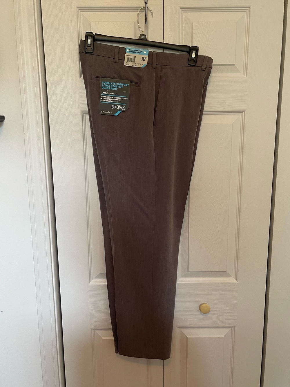 NWT Savane Complete Comfort 4-Way Stretch Dress Pants - Grey - 38x30